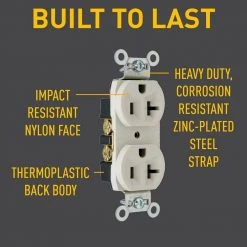 Pass and Seymour 20 Amp 125-Volt Commercial Grade Backwire Duplex Outlet, Light Almond (10-Pack) by Legrand -Legrand Sales light almond legrand electrical outlets receptacles crb5362lacp4 1f 1000
