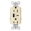 Radiant 15 Amp 125-Volt Decorator Duplex Outlet with 6.0 Amp Type A/C USB, Light Almond by Legrand -Legrand Sales light almond legrand electrical outlets receptacles r26usbac6laccv4 64 1000