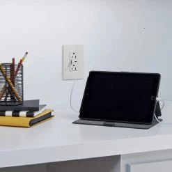 Radiant 15 Amp 125-Volt Decorator Duplex Outlet with 6.0 Amp Type A/C USB, Light Almond by Legrand -Legrand Sales light almond legrand electrical outlets receptacles r26usbac6laccv4 e1 1000