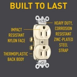 Pass and Seymour 15 Amp 125 Volt Tamper Resistant Commercial Grade Backwire Duplex Outlet, Light Almond (10-Pack) by Legrand 12 Pass and Seymour 15 Amp 125 Volt Tamper Resistant Commercial Grade Backwire Duplex Outlet, Light Almond (10-Pack) by Legrand -Legrand Sales light almond legrand electrical outlets receptacles tr5262lacp6 1f 1000