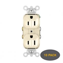 Pass and Seymour 15 Amp 125 Volt Tamper Resistant Commercial Grade Backwire Duplex Outlet, Light Almond (10-Pack) by Legrand