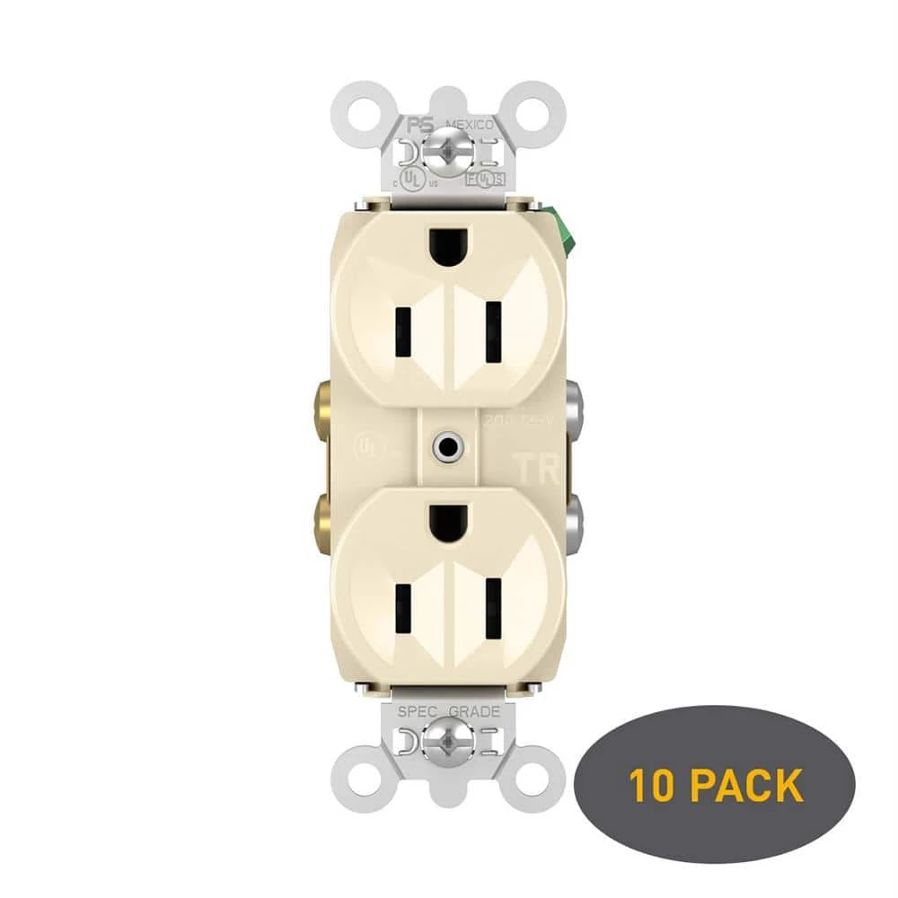 Pass and Seymour 15 Amp 125 Volt Tamper Resistant Commercial Grade Backwire Duplex Outlet, Light Almond (10-Pack) by Legrand 3 Pass and Seymour 15 Amp 125 Volt Tamper Resistant Commercial Grade Backwire Duplex Outlet, Light Almond (10-Pack) by Legrand