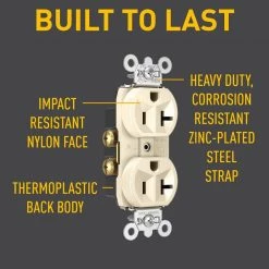 Pass and Seymour 20 Amp 125-Volt Tamper Resistant Commercial Grade Backwire Duplex Outlet, Light Almond (10-Pack) by Legrand -Legrand Sales light almond legrand electrical outlets receptacles tr5362lacp6 1f 1000