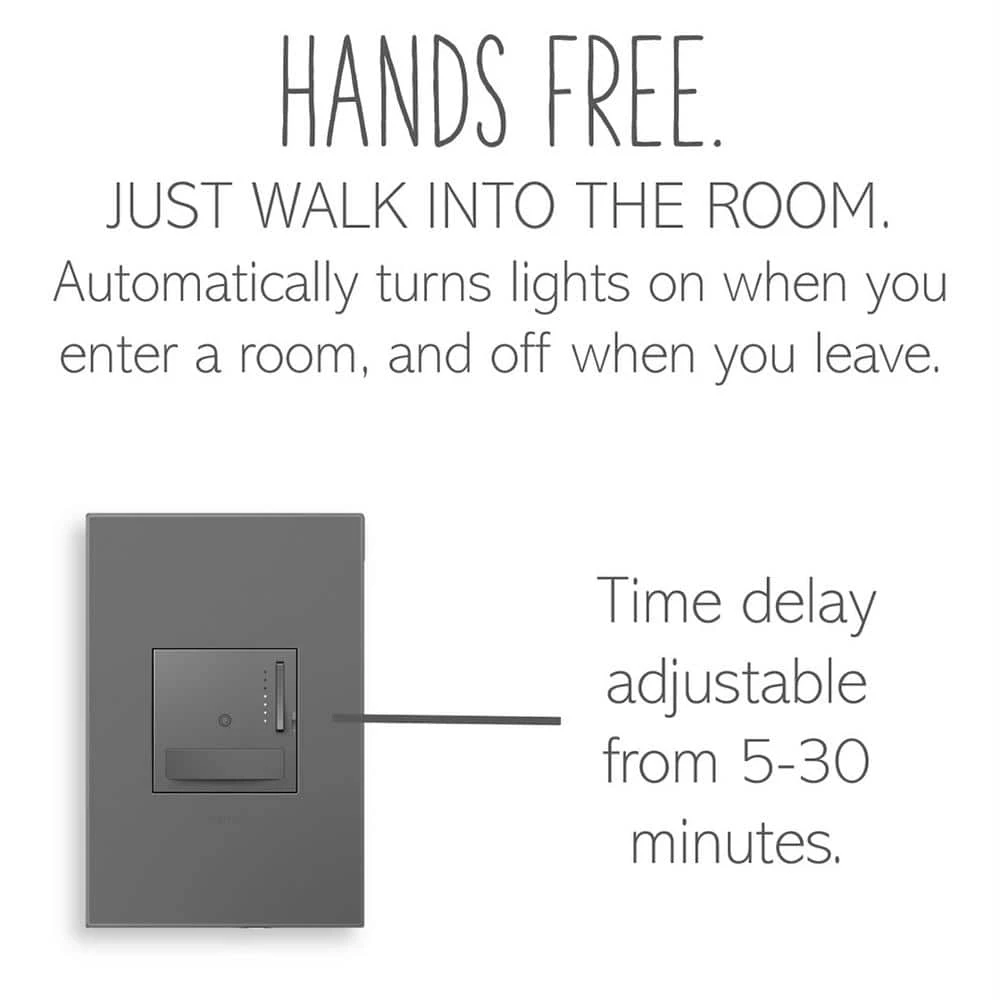 Adorne Sensa 700-Watt Single-Pole/3-Way Incandescent/Halogen Auto On/Auto Off Dimmer, Magnesium by Legrand 6 Adorne Sensa 700-Watt Single-Pole/3-Way Incandescent/Halogen Auto On/Auto Off Dimmer, Magnesium by Legrand - Image 4