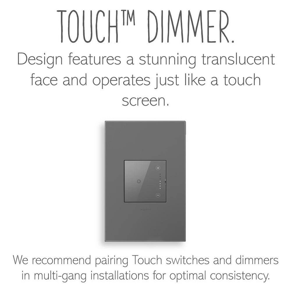 Adorne Touch 0-10 Volt Single-Pole/3-Way Dimmer, Magnesium by Legrand 7 Adorne Touch 0-10 Volt Single-Pole/3-Way Dimmer, Magnesium by Legrand - Image 5