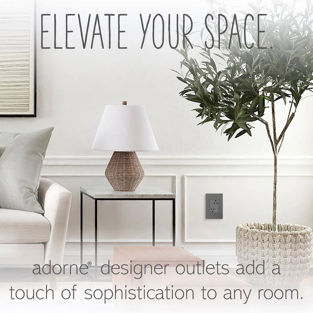 Adorne 15 Amp 125-Volt Safety Zone Tamper Resistant Plus-Size Duplex Outlet, Magnesium by Legrand 7 Adorne 15 Amp 125-Volt Safety Zone Tamper Resistant Plus-Size Duplex Outlet, Magnesium by Legrand - Image 5