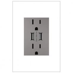 Adorne 15 Amp 125-Volt Dual USB Plus-Size Duplex Outlet, Magnesium by Legrand