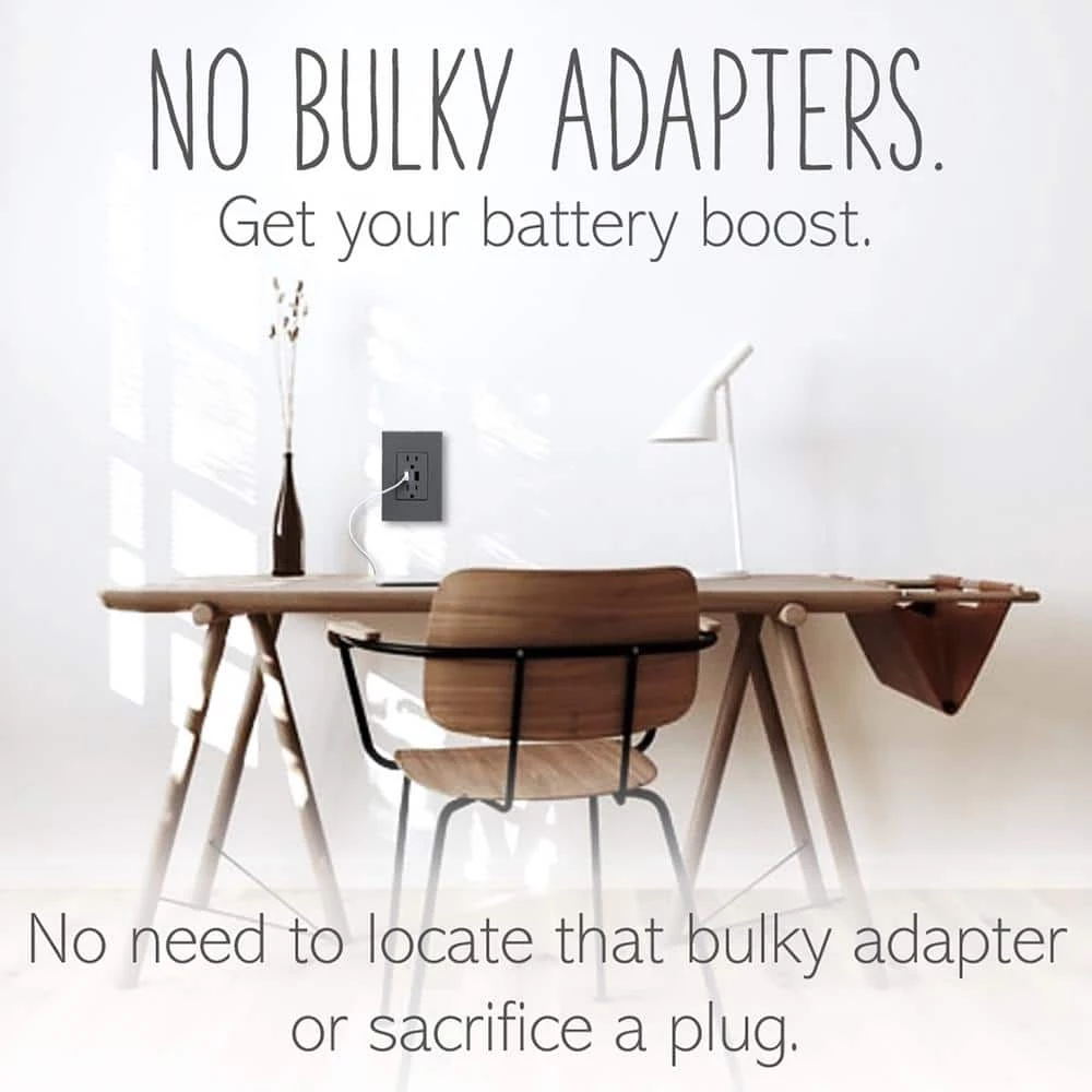 Adorne 15 Amp 125-Volt Dual USB Plus-Size Duplex Outlet with Wall Plate, Magnesium by Legrand 7 Adorne 15 Amp 125-Volt Dual USB Plus-Size Duplex Outlet with Wall Plate, Magnesium by Legrand - Image 5