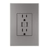 Adorne 15 Amp 125-Volt Dual USB Plus-Size Duplex Outlet with Wall Plate, Magnesium by Legrand -Legrand Sales magnesium legrand electrical outlets receptacles artrusb153m4wp 64 1000