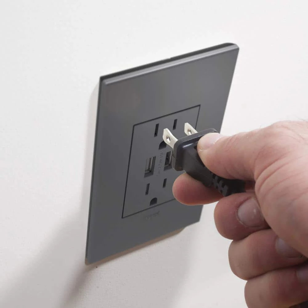 Adorne 15 Amp 125-Volt Dual USB Plus-Size Duplex Outlet with Wall Plate, Magnesium by Legrand 4 Adorne 15 Amp 125-Volt Dual USB Plus-Size Duplex Outlet with Wall Plate, Magnesium by Legrand - Image 2