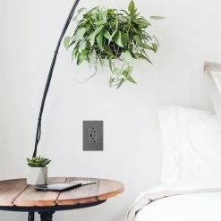 Adorne 20 Amp 120-Volt Duplex Outlet with 6.0 Amp Type A/C USB, Magnesium by Legrand -Legrand Sales magnesium legrand electrical outlets receptacles artrusb206acm4 1d 1000