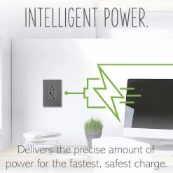 Adorne 20 Amp 120-Volt Duplex Outlet with 6.0 Amp Type A/C USB, Magnesium by Legrand -Legrand Sales magnesium legrand electrical outlets receptacles artrusb206acm4 1f 1000