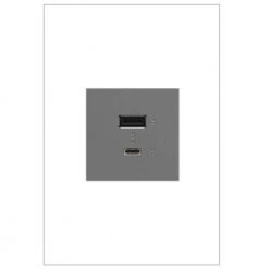 Adorne 6.0 Amp Ultra-Fast USB Type A/C Duplex Outlet, Magnesium by Legrand