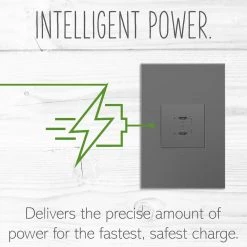Adorne 6.0 Amp 30 Watt Ultra-Fast Plus Power Delivery USB Type-C/C, Magnesium by Legrand -Legrand Sales magnesium legrand electrical outlets receptacles arusb30pdm4 4f 1000