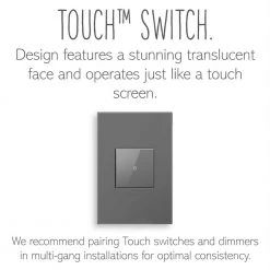 Adorne Touch 15 Amp Single-Pole/3-Way Switch, Magnesium by Legrand -Legrand Sales magnesium legrand light switches asth1532m2 4f 1000