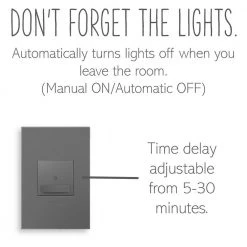Adorne Sensa 15 Amp Single-Pole/3-Way Vacancy Switch, Magnesium by Legrand -Legrand Sales magnesium legrand motion sensors asvs12m4 c3 1000