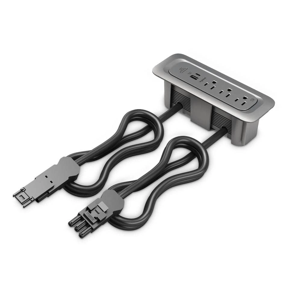 Wiremold ModPower 3 ft. Cord Magnesium 3-Outlet Middle Unit Integrated Recessed Power Strip with USB A/C by Legrand 3 Wiremold ModPower 3 ft. Cord Magnesium 3-Outlet Middle Unit Integrated Recessed Power Strip with USB A/C by Legrand