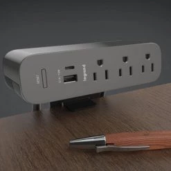 Wiremold ModPower 10 ft. Cord Magnesium 3-Outlet Primary Unit Surface Mount Power Strip with USB A/C by Legrand -Legrand Sales magnesium legrand power strips mdsa10 mg 1d 1000