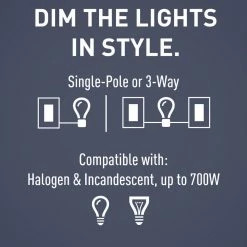 Radiant 700 Watt Single Pole/3-Way Incandescent Dimmer, White/Light Almond/Ivory by Legrand -Legrand Sales multi legrand dimmers rh703ptcccv6 fa 1000