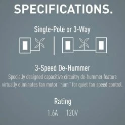 Radiant 1.6 Amp Single Pole/3-Way De-Hummer Fan Control, Nickel/Dark Bronze by Legrand -Legrand Sales nickel dark bronze legrand ceiling fan switches rhdh163pbcccv4 fa 1000