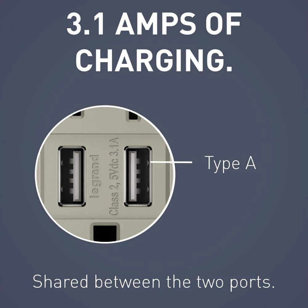 Radiant 15 Amp 125 Volt Duplex Outlet with 3.1 Amp USB, Nickel by Legrand 9 Radiant 15 Amp 125 Volt Duplex Outlet with 3.1 Amp USB, Nickel by Legrand - Image 7