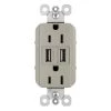 Radiant 15 Amp 125 Volt Duplex Outlet with 3.1 Amp USB, Nickel by Legrand -Legrand Sales nickel finish legrand electrical outlets receptacles tm826usbniccv4 64 1000