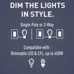 Radiant 450 Watt Single Pole/3-Way LED/CFL/Incandescent Dimmer, Nickel by Legrand 26 Radiant 450 Watt Single Pole/3-Way LED/CFL/Incandescent Dimmer, Nickel by Legrand -Legrand Sales nickel legrand dimmers rhcl453pniccv4 fa 1000