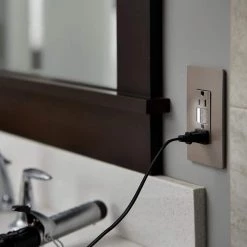 Radiant 15 Amp 125-Volt Tamper Resistant Self-Test GFCI Duplex Outlet with Night Light, Nickel by Legrand -Legrand Sales nickel legrand electrical outlets receptacles 1597ntltrnicc4 40 1000