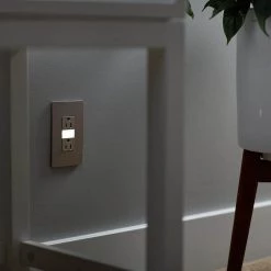 Radiant 15 Amp 125-Volt Tamper Resistant Night Light Decorator Duplex Outlet, Nickel by Legrand -Legrand Sales nickel legrand electrical outlets receptacles ntl885trnicc6 1d 1000