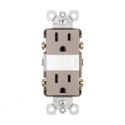 Radiant 15 Amp 125-Volt Tamper Resistant Night Light Decorator Duplex Outlet, Nickel by Legrand