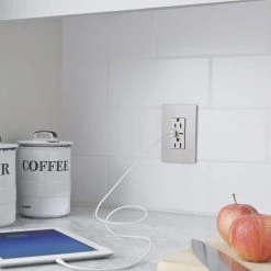 Radiant 15 Amp 125-Volt Decorator Duplex Outlet with 6.0 Amp Type A/C USB, Nickel by Legrand -Legrand Sales nickel legrand electrical outlets receptacles r26usbac6niccv4 66 1000