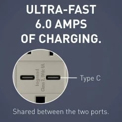Radiant 15 Amp 125-Volt Decorator Duplex Outlet with 6.0 Amp Type C/C USB, Nickel by Legrand -Legrand Sales nickel legrand electrical outlets receptacles r26usbcc6niccv4 4f 1000
