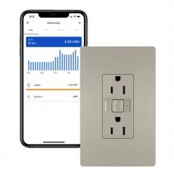 Radiant with Netatmo 15 Amp Decorator Duplex Smart Outlet, Nickel by Legrand