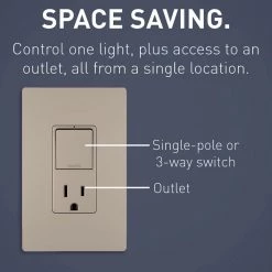 Radiant 15 Amp 120-Volt Single-Pole/3-Way Rocker Light Switch plus Tamper Resistant Outlet, Nickel by Legrand -Legrand Sales nickel legrand light switches rcd38trnicc6 c3 1000