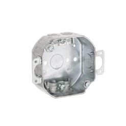 4 in. W x 1-1/2 in. D Steel Metallic Drawn Octagon Box with Three 1/2 in. KO's and NMSC Clamps, Plaster Ears, 1-Pack by RACO 12 4 in. W x 1-1/2 in. D Steel Metallic Drawn Octagon Box with Three 1/2 in. KO's and NMSC Clamps, Plaster Ears, 1-Pack by RACO -Legrand Sales raco boxes brackets 150 c3 1000