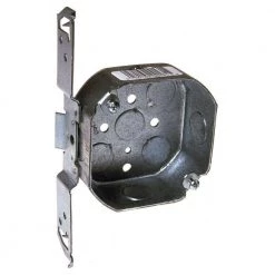 4 in. W x 1-1/2 in. D Steel Metallic Drawn Octagon Box with Eight 1/2 in. KO's and TS Bracket, 1-Pack by RACO