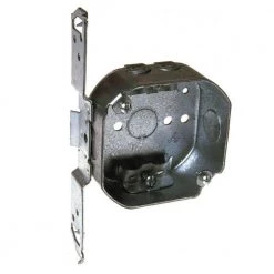 4 in. W x 1-1/2 in. D Steel Metallic Drawn Octagon Box with Two 1/2 in. KO's and NMSC Clamps, TS Bracket, 1-Pack by RACO