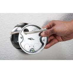 4 in. W x 1/2 in. D Steel Gray Round Ceiling Rated Box for Old Work, 1-Pack by RACO -Legrand Sales raco boxes brackets 297 4f 1000