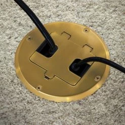 5-5/8 in. W Steel Brass 1-Gang 28 cu. in. Floor Box Kit with 15A TR Device and Adjustable Box (1-Pack) by RACO -Legrand Sales raco boxes brackets 6239bp 1f 1000