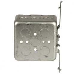 4 in. W x 2-1/8 in. D Steel Gray 2-Gang 2-Device Square Switch Box with Fourteen 1/2 in. KO's and TS Bracket (1-Pack) by RACO 7 4 in. W x 2-1/8 in. D Steel Gray 2-Gang 2-Device Square Switch Box with Fourteen 1/2 in. KO's and TS Bracket (1-Pack) by RACO -Legrand Sales raco boxes brackets 681 4f 1000