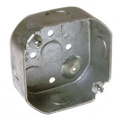 4 in. W x 1-1/2 in. D Steel Metallic Drawn Octagon Box with Eight 1/2 in. KO's and Raised Ground, 1-Pack by RACO