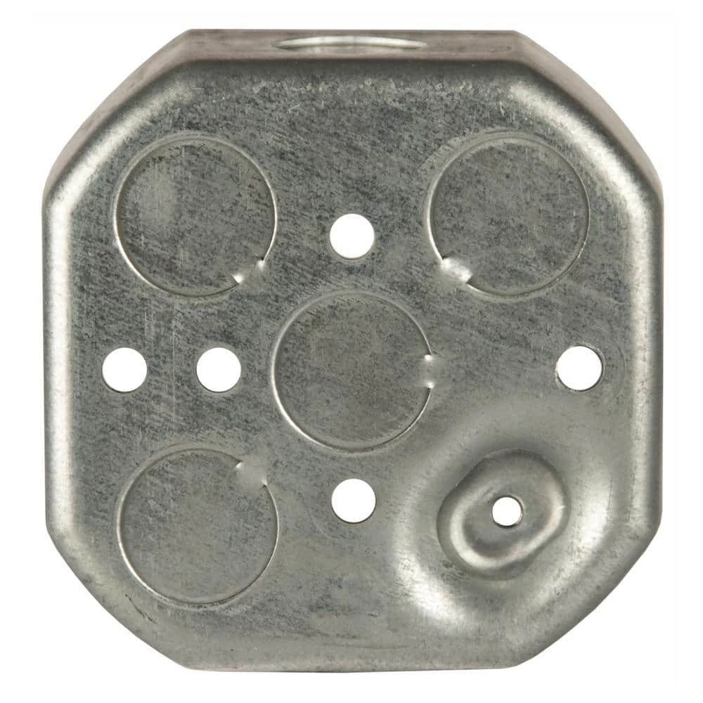 4 in. W x 1-1/2 in. D Steel Metallic Drawn Octagon Box with Eight 1/2 in. KO's and Raised Ground, 1-Pack by RACO 5 4 in. W x 1-1/2 in. D Steel Metallic Drawn Octagon Box with Eight 1/2 in. KO's and Raised Ground, 1-Pack by RACO - Image 3