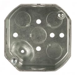 4 in. W x 1-1/2 in. D Steel Metallic Drawn Octagon Box with Eight 1/2 in. KO's and Raised Ground, 1-Pack by RACO 9 4 in. W x 1-1/2 in. D Steel Metallic Drawn Octagon Box with Eight 1/2 in. KO's and Raised Ground, 1-Pack by RACO -Legrand Sales raco boxes brackets 8125 c3 1000
