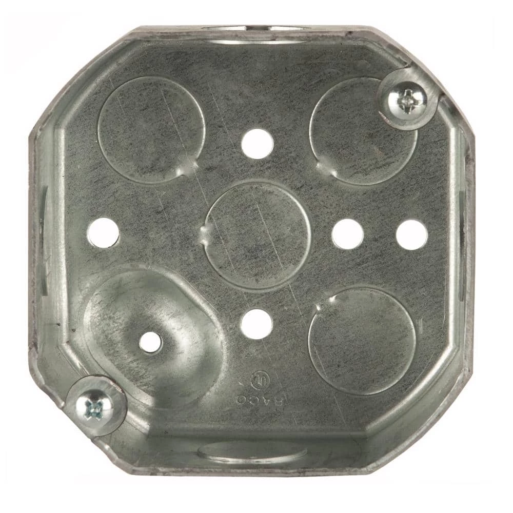 4 in. W x 1-1/2 in. D Steel Metallic Drawn Octagon Box with Eight 1/2 in. KO's and Raised Ground, 1-Pack by RACO 6 4 in. W x 1-1/2 in. D Steel Metallic Drawn Octagon Box with Eight 1/2 in. KO's and Raised Ground, 1-Pack by RACO - Image 4
