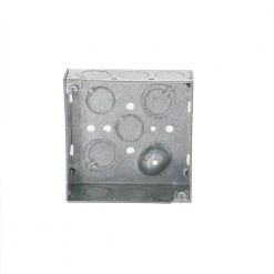 4 in. W x 1-1/2 in. D Steel Gray 2-Gang Welded Square Box with Ten 1/2 in. KO's and Six TKO's, Raised Ground, 1-Pack by RACO