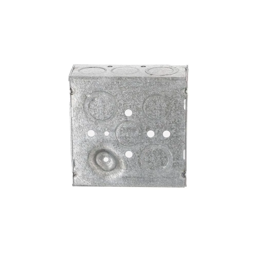 4 in. W x 1-1/2 in. D Steel Gray 2-Gang Welded Square Box with Ten 1/2 in. KO's and Six TKO's, Raised Ground, 1-Pack by RACO 6 4 in. W x 1-1/2 in. D Steel Gray 2-Gang Welded Square Box with Ten 1/2 in. KO's and Six TKO's, Raised Ground, 1-Pack by RACO - Image 4