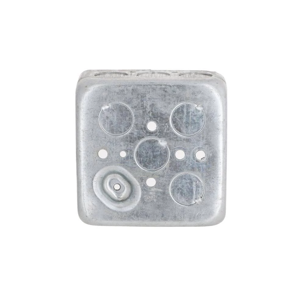 4 in. W x 1-1/2 in. D Steel Metallic 2-Gang Drawn Square Box with Sixteen 1/2 in. KO's and Raised Ground, 1-Pack by RACO 6 4 in. W x 1-1/2 in. D Steel Metallic 2-Gang Drawn Square Box with Sixteen 1/2 in. KO's and Raised Ground, 1-Pack by RACO - Image 4
