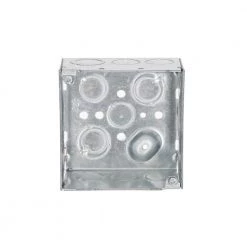 4 in. W x 2-1/8 in. D Gray 2-Gang Welded Square Box with Ten 1/2 in. KO's and Six 3/4 in. KO's, Raised Ground, 1-Pack by RACO