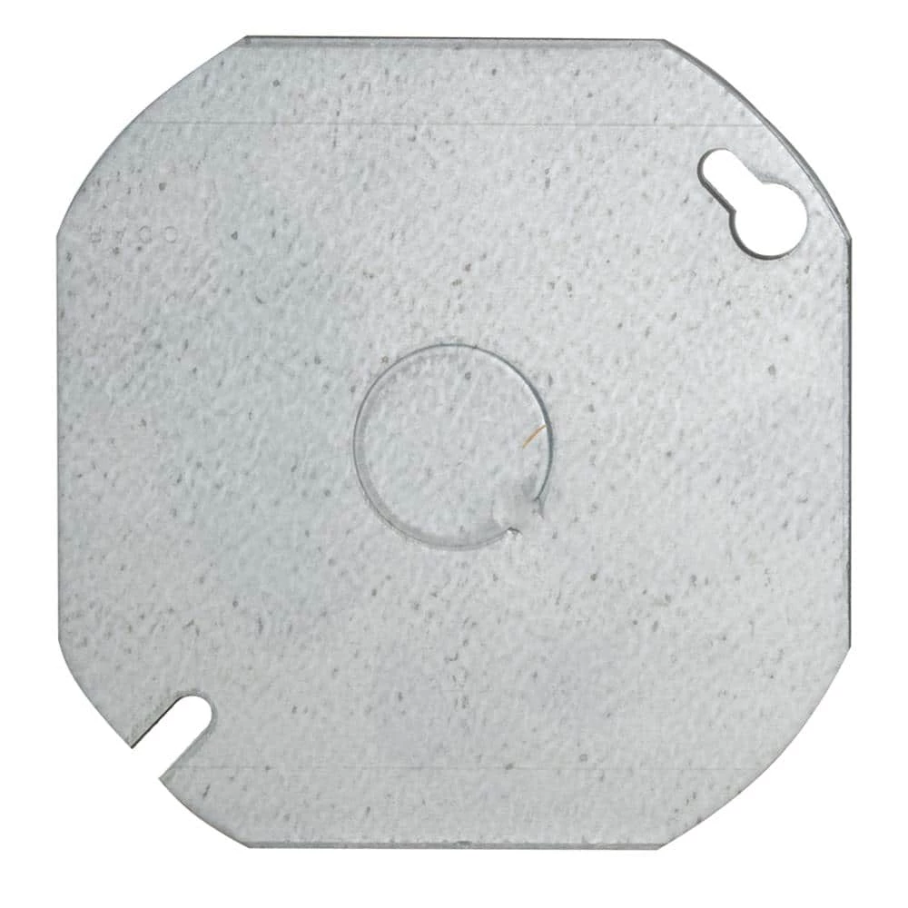 4 in. W Steel Metallic Flat Blank Octagon Cover with 1/2 in. KO in Center, 1-Pack by RACO 5 4 in. W Steel Metallic Flat Blank Octagon Cover with 1/2 in. KO in Center, 1-Pack by RACO - Image 3