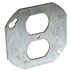 4 in. W Steel Gray 1-Gang Flat Blank Duplex Receptacle , 1-Pack by RACO